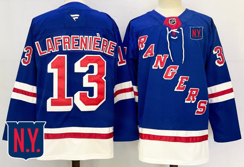 Men New York Rangers #13 Lafreniere Blue Fanatics 2025 NHL Jersey style 1